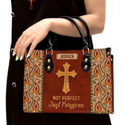 Not Perfect Just Forgiven Personalized Leather Handbag, Women Leather Handbag, Gift For Her