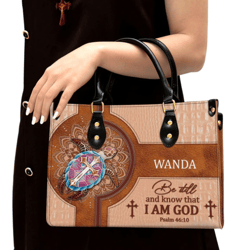 personalized be still and know that i am god leather handbag, women leather handbag, gift for her, turtle lover