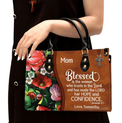 Personalized Blessed Is The Woman Who Trusts In The Lord Leather Handbag, Women Leather Handbag, Gift For Her