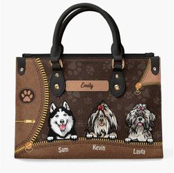 Personalized Dog Leather Bag, Gift For Dog Lovers, Dog Mom