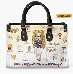 Personalized Leather Bag, Teachers Day Gift, Behind Every Great School Is A Caring Assistant Principal