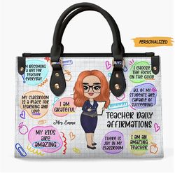 Personalized Leather Bag, Teachers Day Gift For Teacher, I Am An Amazing Teacher