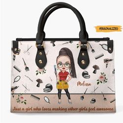 Personalized Leather Bag, Gift For Hairstylist, And She Lived Happily Ever After