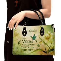 Jesus The Way The Truth The Life Personalized Leather Bag For Women, Religious Gifts For Women