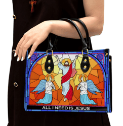 All I Need Is Jesus Christian Inspirational Zippered Leather Handbag With Handle, Gifts For Women Of God
