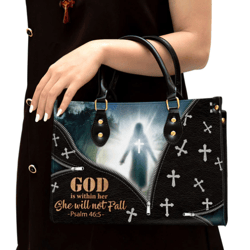 Beautiful Leather Bag, God Is Within Her She Will Not Fall, Christian Pu Leather Bags For Women