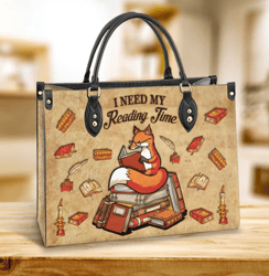 Book I Need My Reading Time Leather Bag, Best Gifts For Book Lovers, Women's Pu Leather Bag