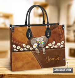 Personalized Hippie Elephant Daisy Leather Bag, Women's Pu Leather Bag, Best Mother's Day Gifts