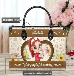 Personalized I Stab People For A Living Leather Bag, Women's Pu Leather Bag, Best Mother's Day Gifts