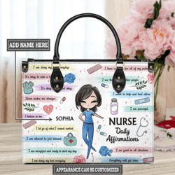 Personalized Nurse Daily Affirmations Leather Bag, Women's Pu Leather Bag, Best Mother's Day Gifts