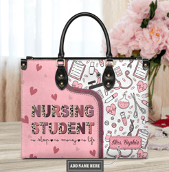 Personalized Nursing Student No Sleep No Money No Life Leather Bag, Women's Pu Leather Bag, Best Mother's Day Gifts