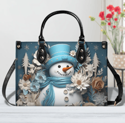 Winter Snowman Handbag, Snowman Purse, Winter Handbag, Leather Handbag, Winter Leather Handbag, Winter Leather