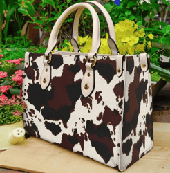 Cowhide Dairy Cow Leather Handbag, Women Leather Handbag, Gift for Her, Custom Leather Bag