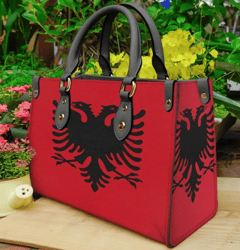 Albania Original Flag Purse Leather Handbag, Women Leather Handbag, Gift for Her, Custom Leather Bag