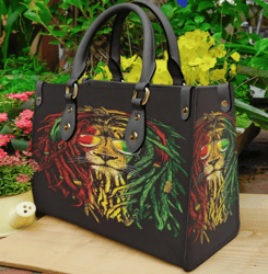 Rasta Lion Purse Leather Handbag, Women Leather Handbag, Gift for Her, Custom Leather Bag