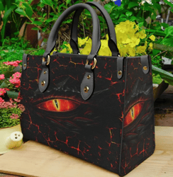 Red Eye Of Black Dragon Leather Handbag, Women Leather Handbag, Gift for Her, Custom Leather Bag