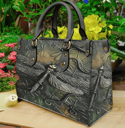Dragonfly Copper Leather Handbag, Women Leather Handbag, Gift for Her, Custom Leather Bag