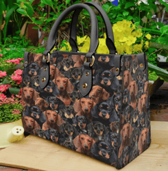Bunch Of Dachshunds Dog Leather Handbag, Women Leather Handbag, Gift for Her, Custom Leather Bag