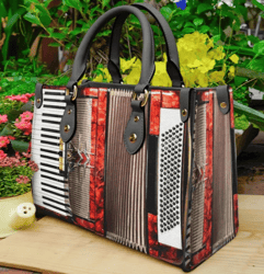 Accordion Musical Instrument Purse Leather Handbag, Women Leather Handbag, Gift for Her, Custom Leather Bag