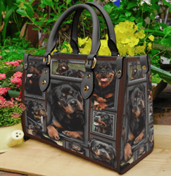 Rottweiler Dog Purse Leather Handbag, Women Leather Handbag, Gift for Her, Custom Leather Bag