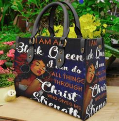 Africa American Afro Girl Melanin Purse Leather Handbag, Women Leather Handbag, Gift for Her, Custom Leather Bag