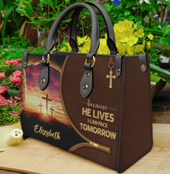 Personalized Jesus Lives Christian Leather Handbag, Women Leather Handbag, Gift for Her, Custom Leather Bag