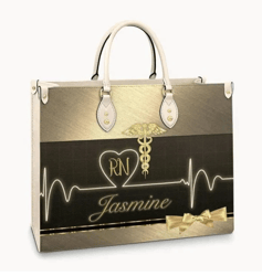 Personalized Nurse Symbol Leather Handbag, Women Leather Handbag, Gift for Her, Custom Leather Bag, Birthday Gift