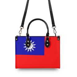 Taiwanese Flag PU Leather Handbag Crossbody Hand Bag Taiwan Flag