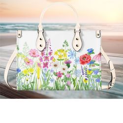 Luxury Women Pu Leather Handbag, Bag Shoulder, Bag Tote Purse, Beautiful Cute Spring Summer Floral Flower Handbag