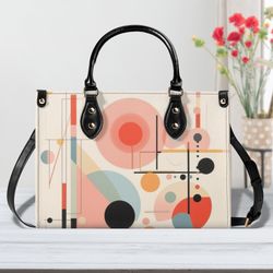 Pu Leather Handbag Shoulder Satchel Purse Tote Unique Fun Beautiful, Cute Abstract Trend Design