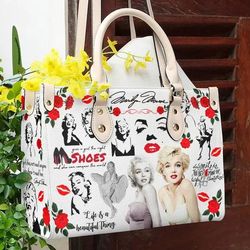 Marilyn Monroe Leather Bag, Women Leather Hand Bag Gift, Marilyn Handbag