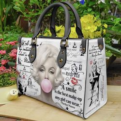 Stylish Marilyn Monroe Lover Leather Hand Bag Gift For Womens Day, Perfect Womens Day Gift