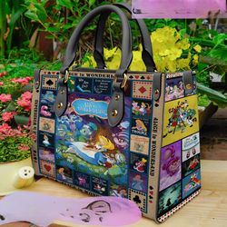 Alices Adventures in Wonderland Personalized Leather Bag, Custom Handbag, Shoulder Bag, Crossbody Bag, Shopping Bag