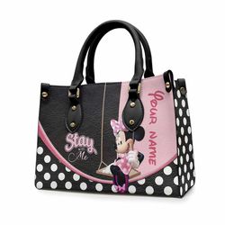 Minnie Mouse Leather Handbag, Disney Minnie Leather Handbag, Stay With Me Personalized Mouse Leather Handbag