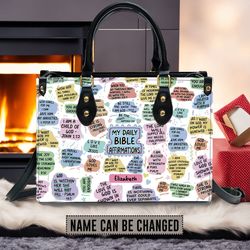 Christianartbag Handbags, My Daily Bible Affirmations Leather Bags, Personalized Bags, Gifts For Women, Christmas Gift