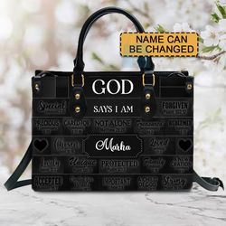 Christianartbag Personalized Faith Leather Tote - Custom Name Religious Leather Handbag - Christian Handbag