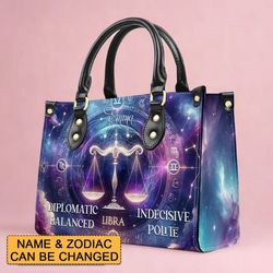 Customizable Astrological Elegance Leather Handbag - Tailor-Made By Christianartbag For Your Zodiac Sign Leather Handbag