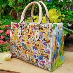 Winnie The Pooh Leather Bag, Women Leather Handbag, Pooh Leather Handbag, Winnie The Pooh Leather Handbag