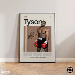 mike tyson poster, boxing poster, sports poster, boxing wall art, midcentury modern, motivational poster, sports bedroom