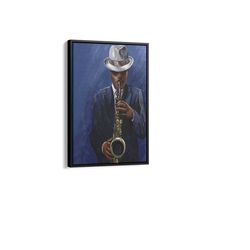 man playing saxophone, jazz canvas art, saxophone printed,