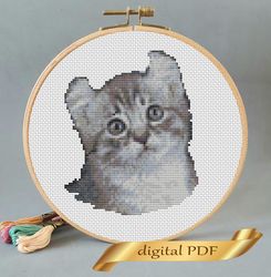 American Curl cat pattern pdf cross stitch, pets easy embroidery DIY, art 2