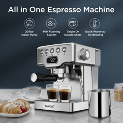 Geek Chef Espresso Machine, 20 Bar Espresso Machine With Milk Frother For Latte, Cappuccino, Macchiato, For Home