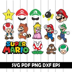 Mario Bros SVG, Super mario svg bundle, Mario Bros clipart, Mario Bros Clipart, Super mario clipart, Mario Bros Png