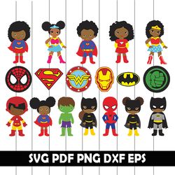 Afro Super Hero SVG, Little Super Hero Clipart, Afro Super Hero Eps, Afro Super Hero Vector, Afro Super Hero Clipart