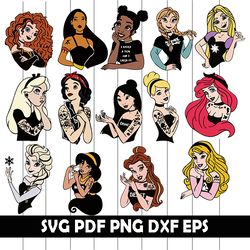Punk Disney Princess svg, Disney Princess Svg, Disney Princess Clipart, Disney Princess Vector, Disney Princess Png,