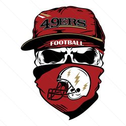 horror skull wearing hat and mark 49ers logo svg