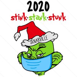 the grinch wear santa hat ornament, christmas svg, 2020 stink stank stunk, quarantine christmas, the grinch wear face ma