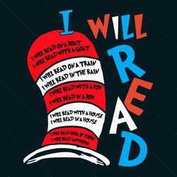 Dr Seuss Hat I Will Read Cat In The Hat SVG Cutting Files