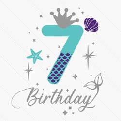 7th Birthday Mermaid Svg, Birthday Svg, Happy Birthday Svg, 7th Birthday Svg, Birthday Mermaid Svg, Mermaid Birthday Svg
