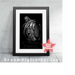 tiger print, tiger eye wall art, wild animal, big cat poster, eye of the tiger printable, tiger gift, home office decor,